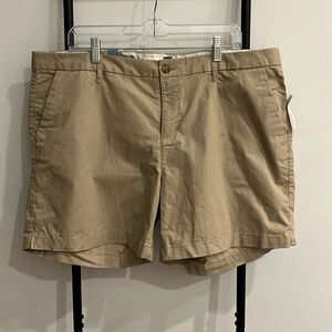 Old Navy Cream Cotton Blend Flat Front Shorts Women Size 16 New